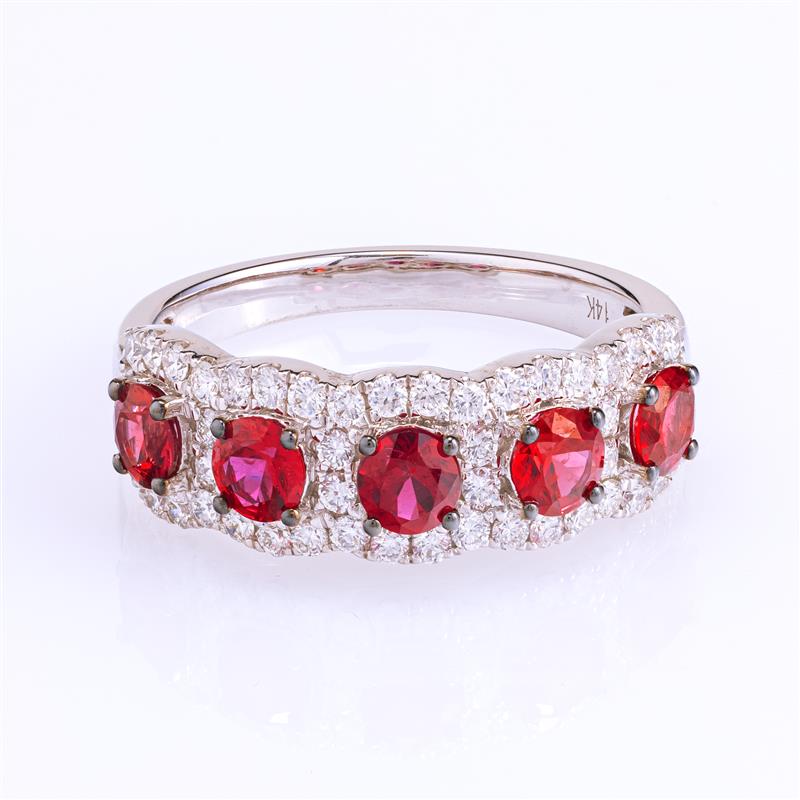 14K White Gold Ruby & Diamond Ring